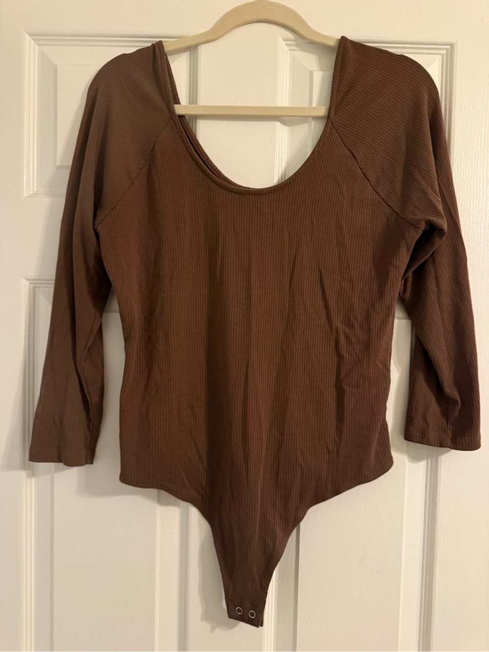 Banana Republic Brown Ribbed Long-Sleeve Bodysuit